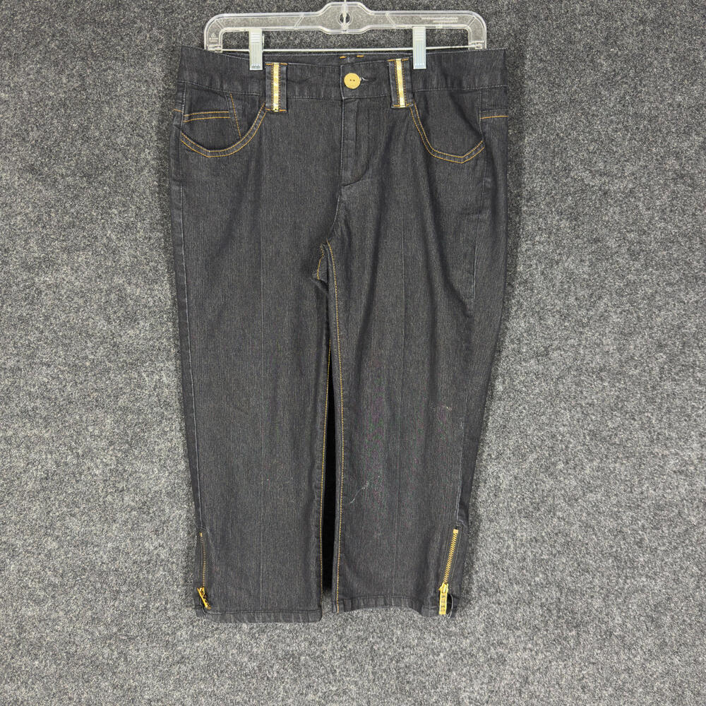 Bisou Bisou Cropped Jeans Women 6 Black Denim Dark Wash Mid Rise Pockets Casual